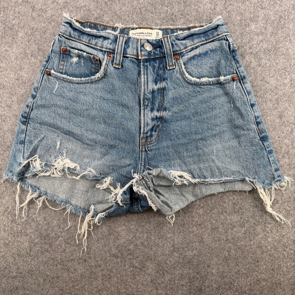Abercrombie & Fitch Shorts Womens 24 00 The 90s Relaxed Cutoff Blue Distressed